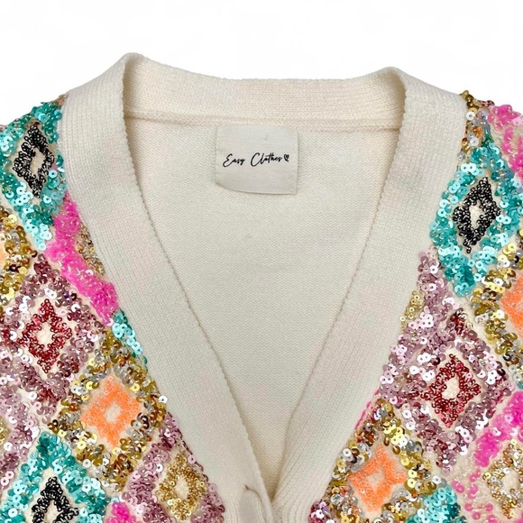 American Vintage Multicolor Diamond Cardigan size M - Picture 2 of 8